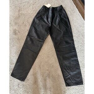 Toff  Leather Pants Black Vintage High Waist Women's size 12 NWT Spiegel catalog
